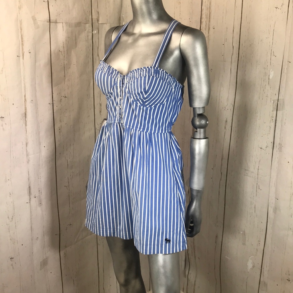 A&F Blue Pinstriped Bustier Summer Sun Dress - Picture 2 of 8